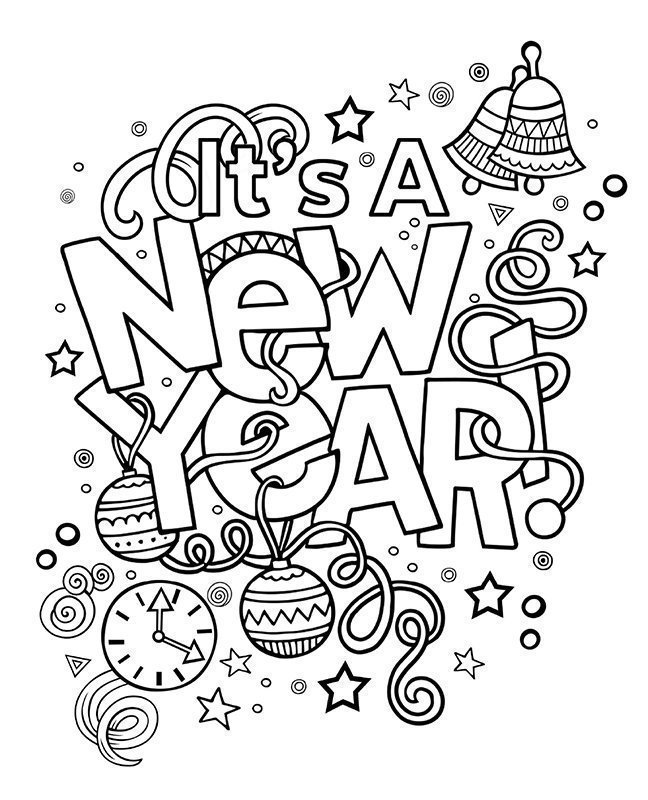 Download 165+ Selebrating The Christmas And New Year Coloring Pages PNG