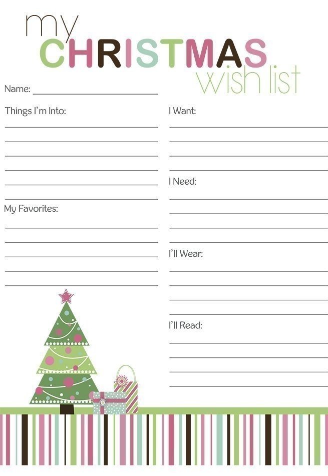 Printable Wish List For Christmas
